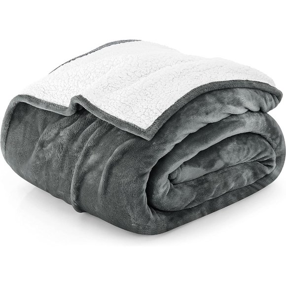 90x90 Inches Grey Utopia Bedding Sherpa Blanket - Picture 1 of 14
